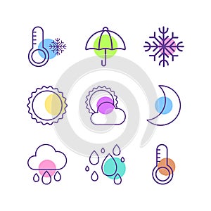 Colourful weather icon set flat design