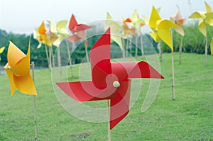 Colourful windmill field