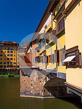 Colourful windows at the famous landmark Ponte Vecchio in Florence, Italy