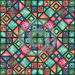 Colourful Winter Holiday Patchwork Seamless Pattern