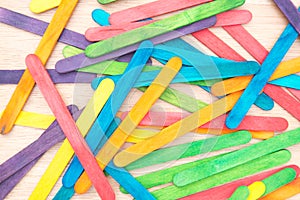 Colourful wooden ice cream stick background