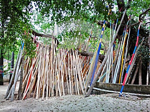 Colourful wooden stick village culture