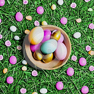 Colourfull Background with Eggs and bunnies