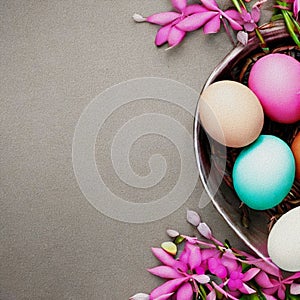 Colourfull Background with Eggs and bunnies