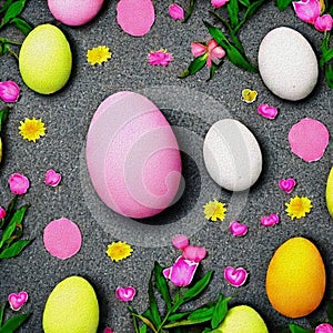 Colourfull Background with Eggs and bunnies