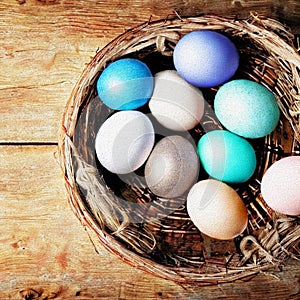 Colourfull Background with Eggs and bunnies