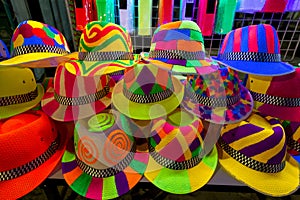 Colourfull and bright hats for nightparty
