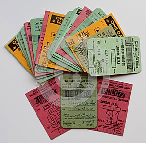 A colourfull collection of british railway tickets