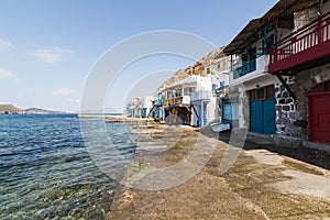 Colourfull old houses in fishermen town of Klima on Milos island, Greece