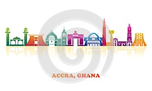 Colourfull Skyline panorama of city of Accra, Ghana