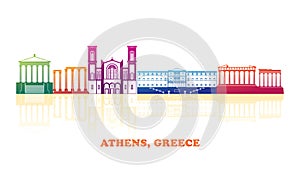 Colourfull Skyline panorama of city of Athens, Greece