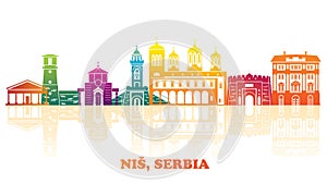 Colourfull Skyline panorama of City of Nis, Serbia