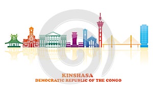 Colourfull Skyline panorama of Kinshasa, Democratic Republic of the Congo