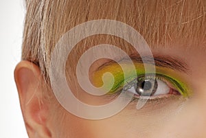 Colourfully painted eye