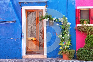 Colourfully painted house facade on Burano