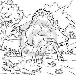 Colouring book for kids and children. Cartoon illustration. prehistoric animals coloring