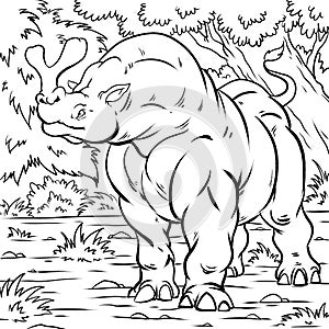 Colouring book for kids and children. Cartoon illustration. prehistoric animals. Embolotherium