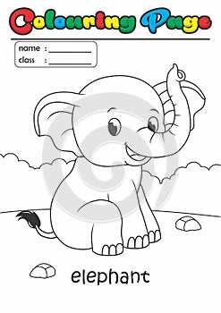 Colouring Page/ Colouring Book Elephant. Grade easy suitable for kids