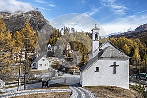 The colours of autumn at the Alpe Devero, little village in the mountains