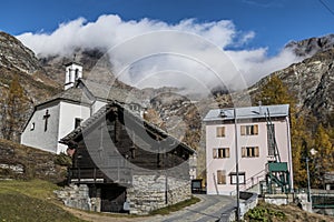 The colours of autumn at the Alpe Devero, little village in the mountains