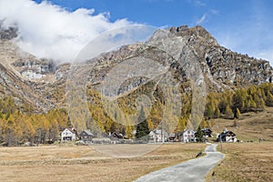 The colours of autumn at the Alpe Devero, little village in the mountains