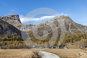 The colours of autumn at the Alpe Devero, little village in the mountains