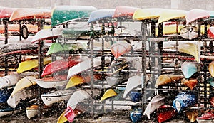 Colours Canoes and Snow