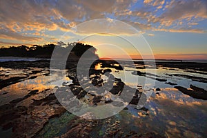 Colours and reflections at Plantation Point just before sunset