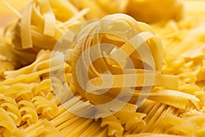 Colse up of different kinds of uncooked macaroni