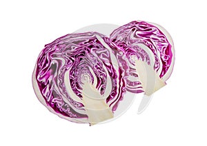 colse up of half red cabbage isolated on white background photo