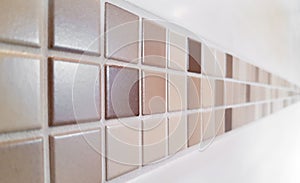 Colse up of modern mosaic tiles on wall - selected focus - narrow depth of field