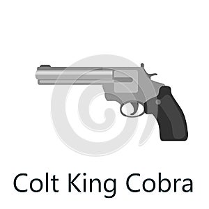 Colt King Cobra is a medium frame double-action revolver featuring a six round cylinder gun, pistol vector illustration