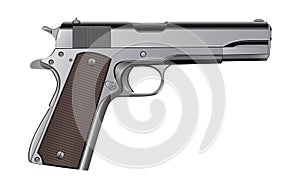 Colt M1911 pistol isolated on white vector. photo