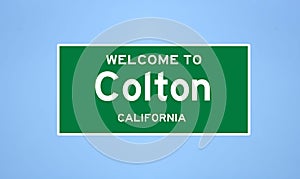 Colton, California city limit sign. Town sign from the USA.