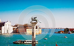 Colum with winged lion, Venice, Italy