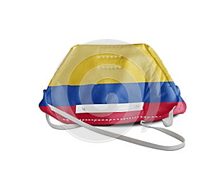 Columbia flag painted on white anti pollution mask for protection from corona virusCOVIT-19