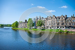 Columbia Hotel and residential Buildings at Inverness with river in front, Scotland