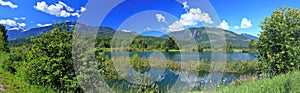 Columbia River Floodplains Landscape Panorama with Monashee Mountains at Revelstoke, British Columbia, Canada