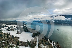 Columbia river gorge National scenic area overlook in winter