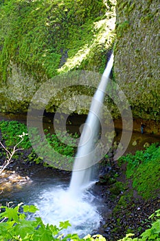 Columbia River Gorge, Oregon, Ponytail Falls, or Upper Horsetail Falls, Pacific Northwest, USA