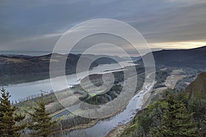 Columbia River and Highway 84 at Sunrise