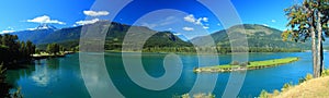 Columbia River Landscape Panorama at Revelstoke, British Columbia, Canada