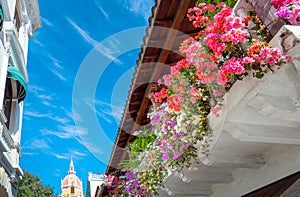 Columbia, Unesco site, colorful Cartagena Walled City Cuidad Amurrallada in historic city center photo