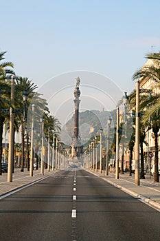 Columbus boulevard in Barcelona.