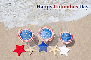 Columbus Day background with starfishes