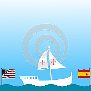 Copiar espacio navegación barco barco de vela. Estados Unidos de América día festivo formato publicitario destinado principalmente a su uso en sitios web Americano bandera 