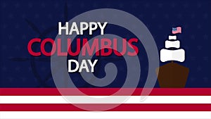 columbus day with ship silhouette steering wheel