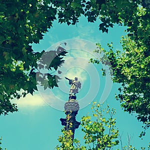 Columbus Monument in Barcelona, Spain, with a retro effect photo