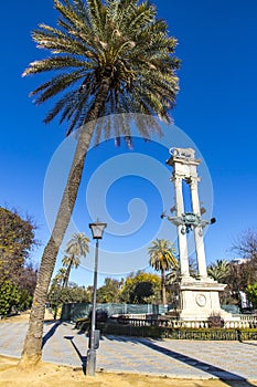 Columbus Monument in Jardines de Murillo, Seville, Spain photo