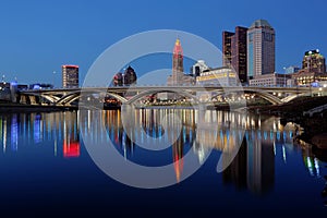 Columbus Ohio skyline at dusk